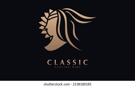 Women face abstract monogram logo template