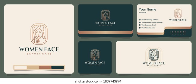 women face ,beauty , elegant , minimalist , business card and logo design