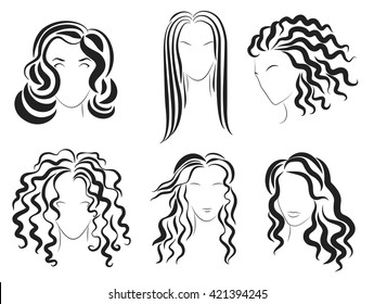 Women face hair style silhouette logo. Beauty salon cosmetology service or barbershop logo. Vector Illustration. 