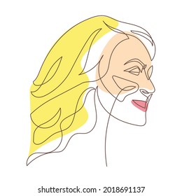 Women face illustration in minimal monoline vector