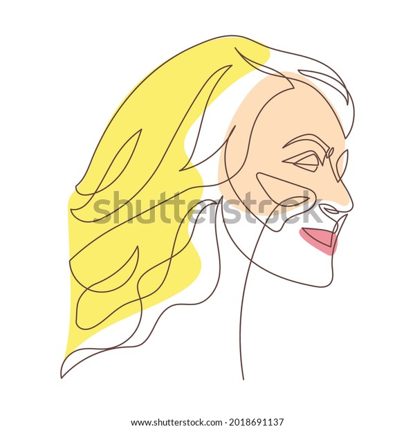 Women face\
illustration in minimal monoline\
vector