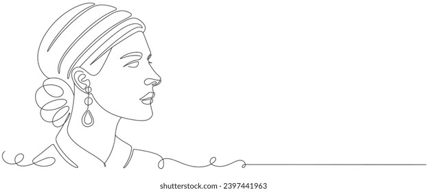 Women face line art style vector illustration. Womens day element design