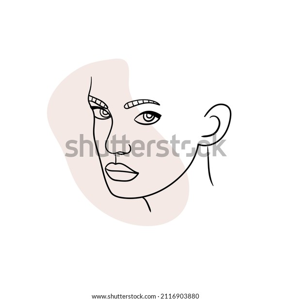 Women Face Line Art Vector Stock Vector Royalty Free 2116903880 Shutterstock 3507