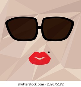 Women face low poly vector