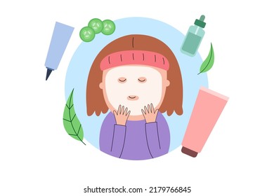 Women with face mask. Skincare routine. Self care concept.