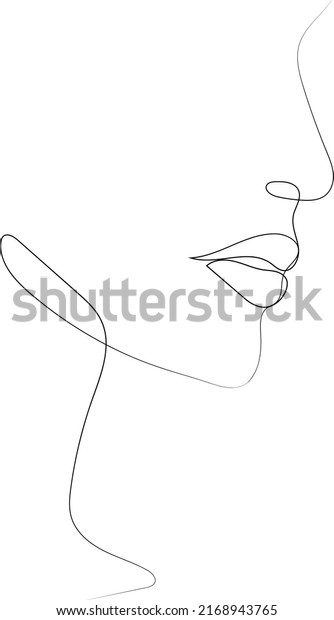 Women Face One Line Drawing Trendy Stock Vector Royalty Free 2168943765 Shutterstock 8405