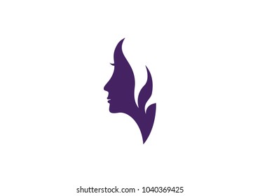 Women face silhouette character Logo Template