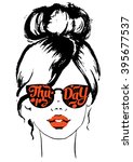 Women face with sunglasses Thursday. Fashion Girls Illustration Set