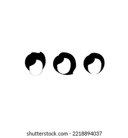 women face vector logo black silhouette isolated on white background. illustration.