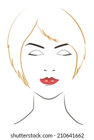 women face with yellow hair on white background