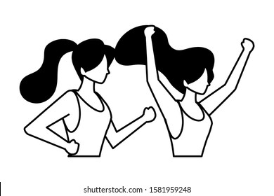 women faceless with different poses on white background vector illustration design