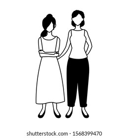 women faceless standing with different poses vector illustration design
