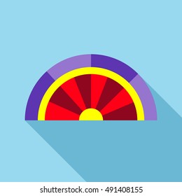 Women fan icon in flat style with long shadow. Accessory symbol vector illustration