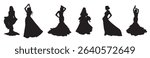 women fancy dress silhouette vector