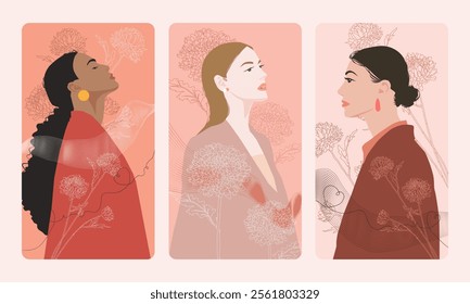 women in fashion art flower illustration