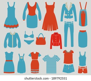 women Fashion clothes vintage icons Shopping Icons