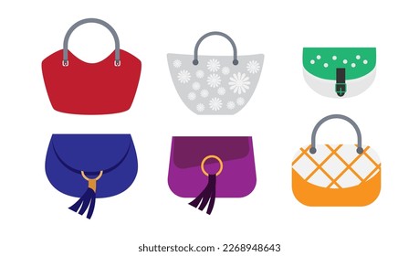Women fashion handbags collection, vector illustration