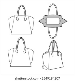 Women fashion handbags collection, vector sketch illustration.