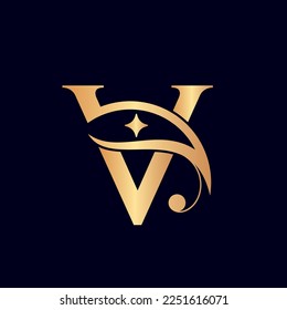 women fashion hotel luxury logo letter V