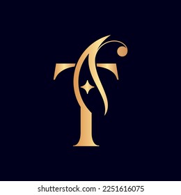 women fashion hotel luxury logo letter T