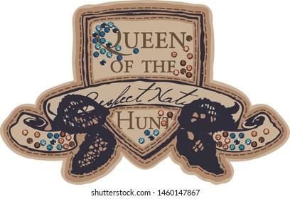 Women fashion hunting queen, t shirt print design 