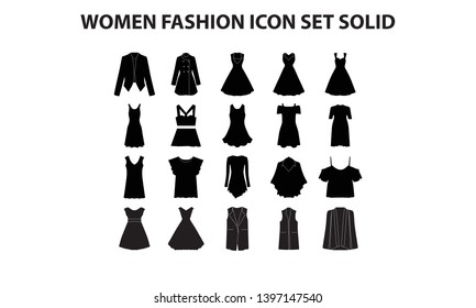 women fashion icon set with solid style