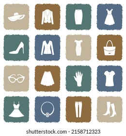 Women Fashion Icons. Grunge Color Flat Design. Vector Illustration.