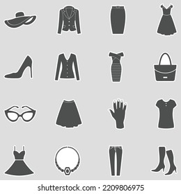 Women Fashion Icons. Sticker Design. Vector Illustration.