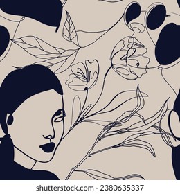 Women fashion line seamless  pattern art Vector
