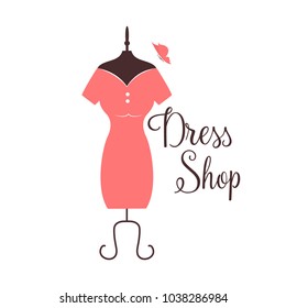 Women fashion logo design template. Dress emblem