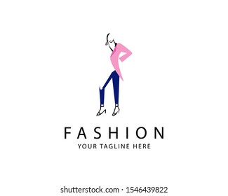 Women Fashion Logo template with incomplete shape or negative space style of dress or clothes, best for logo or magazine cover