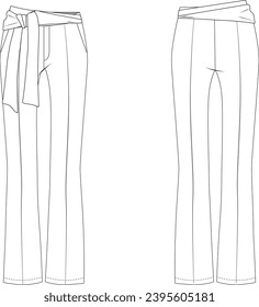 Women fashion pant technical drawing