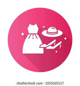 Women fashion pink flat design long shadow glyph icon. Luxury clothes and accessories. Female shoes. Apparel details. E commerce department, online shopping categories. Vector silhouette illustration