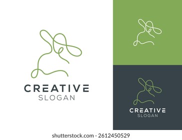 Women fashion silhouette line hijab logo design for boutique, clothing and style