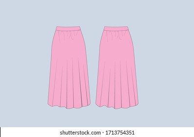 Women Fashion Skirt Pink Color in Vector Format Fully Editable 