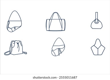 Women fashion Style bag Design. Simple icon sketch isolated on white background. Hand drawn illustration. Female lady accessory handbag. Cartoon style.