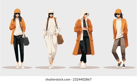 Norma de ilustración vectorial de moda femenina 