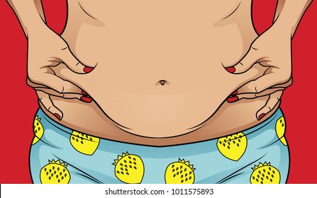 Women with fat belly 