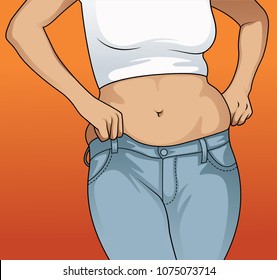 Women with fat belly 