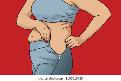 Women with fat belly 