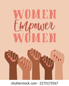 women female empowerment, black fist people, brown power, black history month, feminine, feminist pride, hands raised, retro graphic design, gender equality issue strong women, girl power vector print