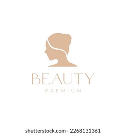 women female hair bun beauty care hair salon treatment feminine logo design vector