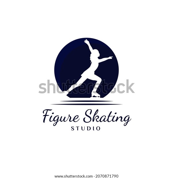 Women\
Figure Skating Logo Design. Logo design for ice skating dance\
studio. Vintage, classic, luxury, and premium\
logo