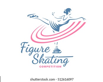 Women Figure Skating logo, emblem illustration on white background