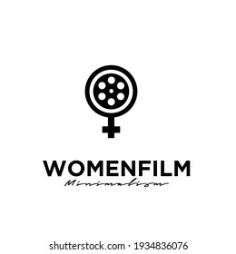 women film Studio Movie Video Cinema Cinematography Film Production logo design vector icon illustration Isolated White Background