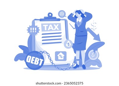 Women With Financial Debt Illustration concept on white background