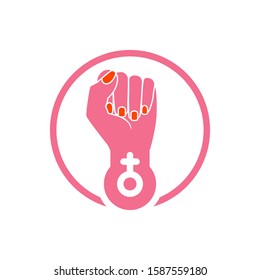 women fist with female gender logo design vector illustration