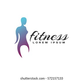 Women fitness logo. Fitness icon. Sports, health, spa, beauty vector logo. Woman silhouette. Diet logo. Spa salon logo.