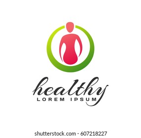 Women fitness logo. Fitness icon. Sports, health, spa, beauty vector logo. Woman silhouette. Diet, Cosmetics logo. Spa salon logo.