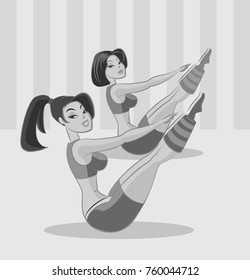 Women fitness set. Girl is engaged in fitness. Vector illustration on a background